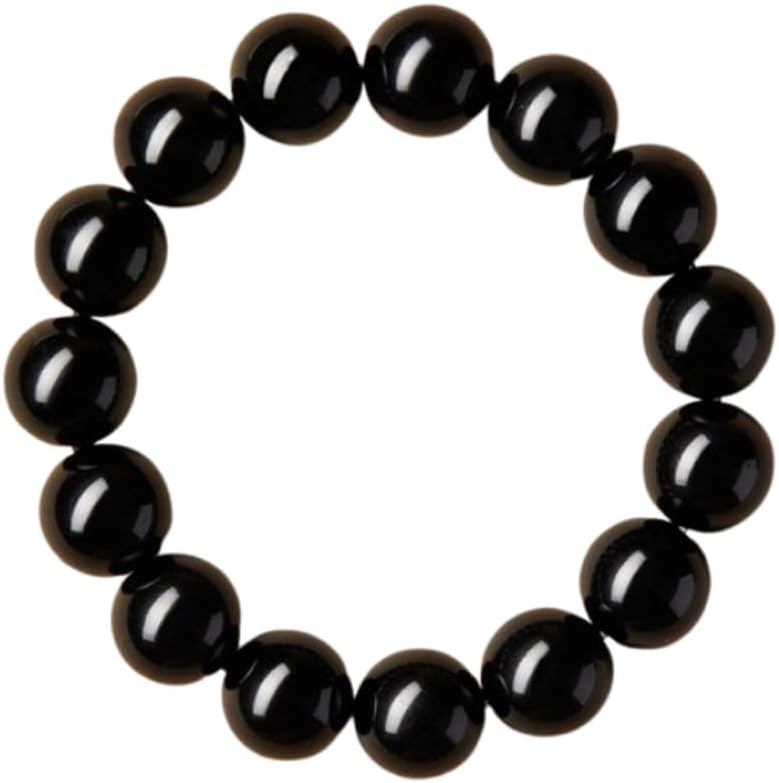 Natural Black Obsidian Bracelet Beaded Bracelets for Men and Women Stretch Bracelet Feng Shui Bracelet Obsidian Crystal,16mm