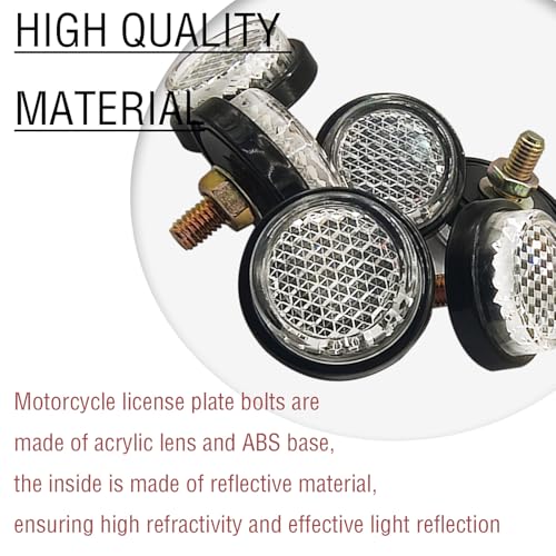 Image of Motorcycle License Plate Bolts and Nuts, 6 Pcs Mini Reflector Tag Screws, M5 Round Reflective Fasteners for Motorcycle License Plate Bracket, Bicycle, Car, and Trailer - Silver