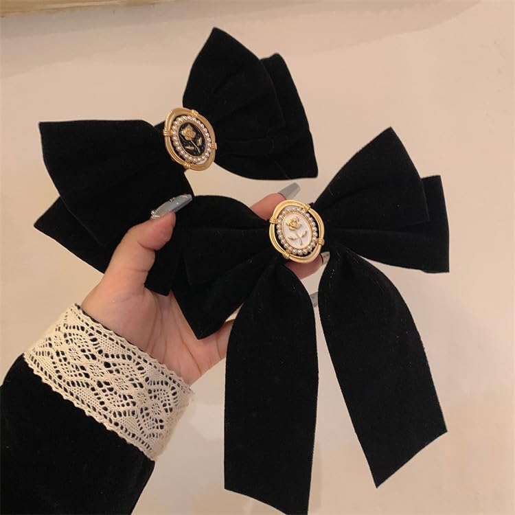 Pinzas de Pelo Moño de Terciopelo Negro 2 Piezas miniatura 6