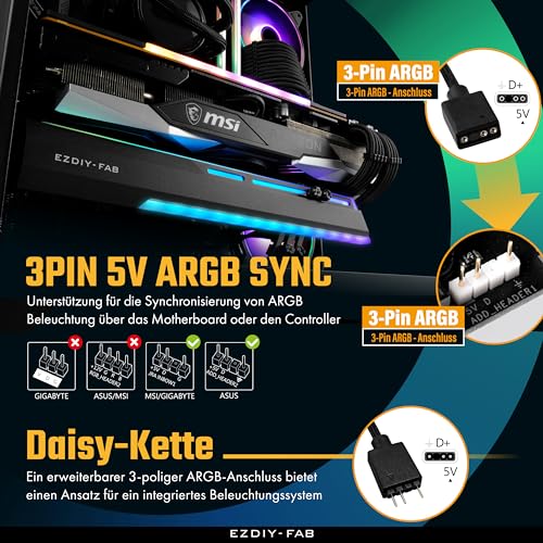 EZDIY-FAB Soporte ARGB GPU de 5 V para tarjetas gráficas, soporte para tarjetas de video, estructura extensible, soporte para tarjetas de video/soporte RX7990XTX, RTX4090-negro - imagen 8