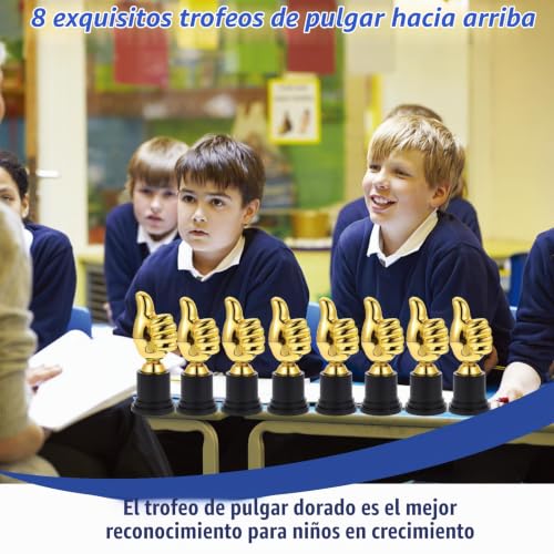 Miniatura 4 de Wisirent 8 Piezas Trofeo Pulgar Hacia Arriba, Mini Trofeo Pulgares Arriba Medallas Futbol Personalizadas Trofeos, Mini Mano Trofeo Trofeos De Plastico Oro Para Deportes, Competiciones Escolares