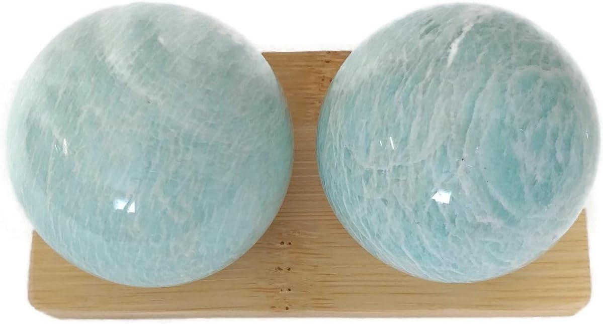 Top Chi Amazonite Baoding Balls for Hand Therapy, Exercise, and Stress Relief (Large 2 Inch)