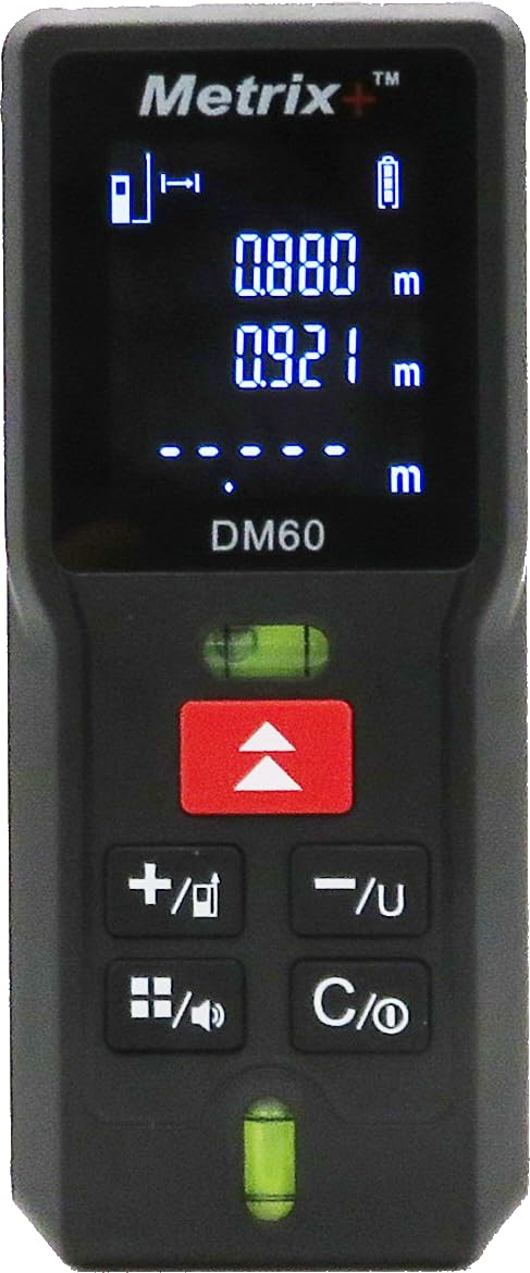 Metrix+ DM 40 Laser Distance Meter | 40m | Area, Volume, Height calculations | Negative Display for Better Readability | Data Storage | Ergonomic