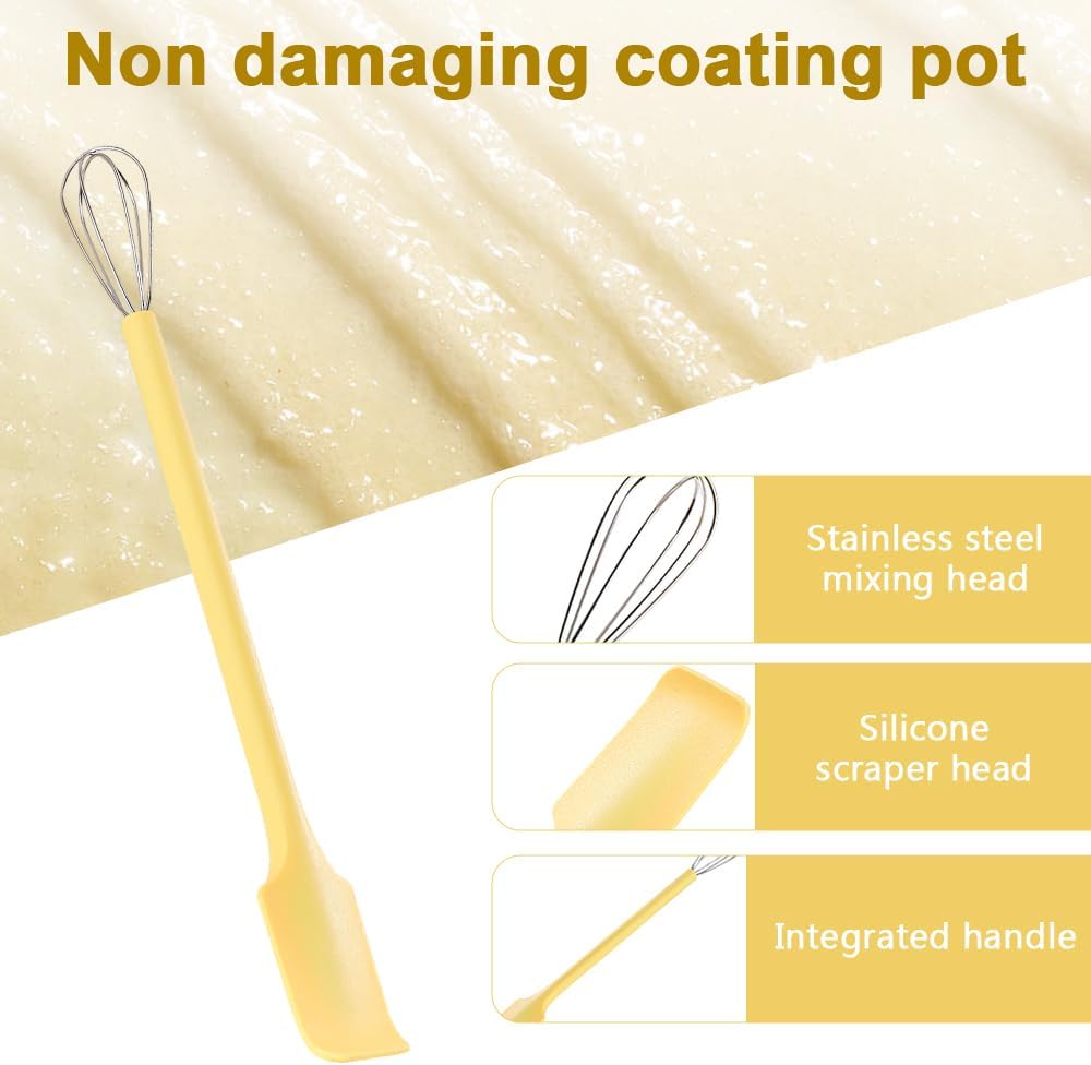 Dual-Purpose Whisk and Spatula, 2-in-1 Stainless Steel Egg Beater and Silicone Scraper Tool for Baking Mixing and Cooking Stirring image 3