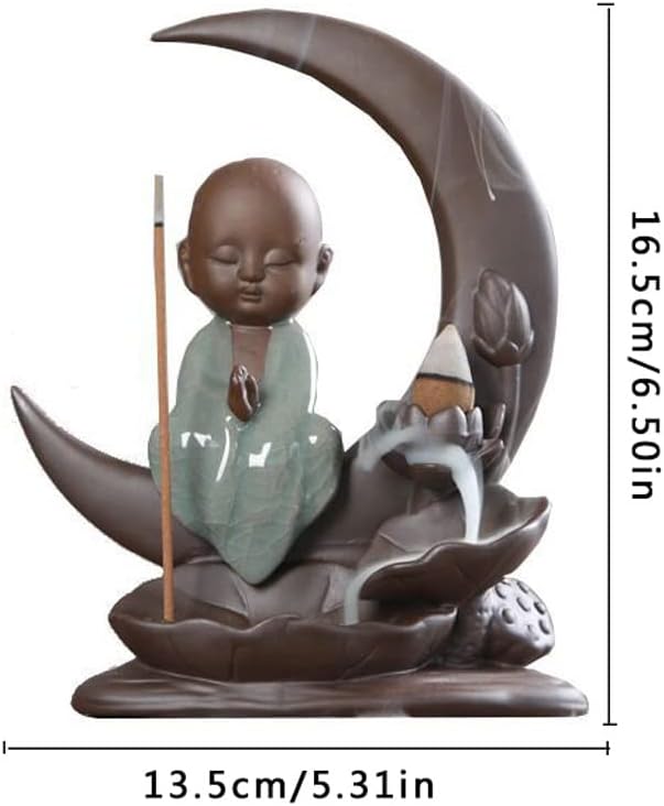 GRFIT Incense Burner Buddha Incense Burner Handmade Ceramic Incense Holder Backflow Incense Censer Home Office Yoga Tea House Decor Waterfall Incense Stick Holder Backflow Incense Holders