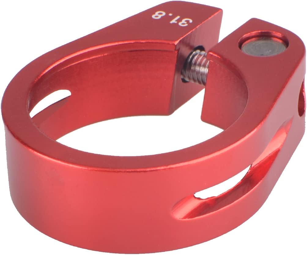 TRIWONDER Bike Seat Post Clamp 31.8mm, 34.9mm Quick Release Seatpost Tube Clamp for MTB Road Casual Bike (Red - 31.8mm)