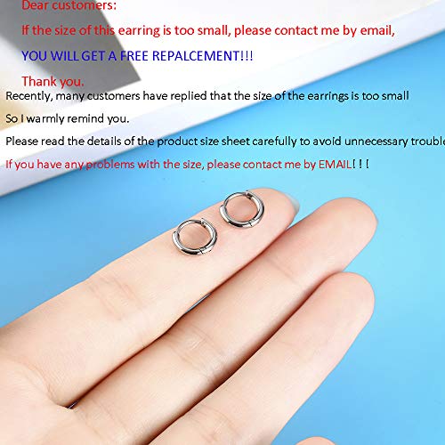 Image of 316L Surgical Stainless Steel Huggie Hoop Earrings 6mm 8mm 10mm 11mm 12mm 14mm Hypoallergenic Earrings Ring Cartilage Helix Lobes Hinge Sleep Earrings for Men Women