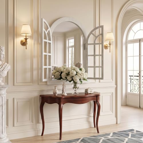 Dorlicecass White Arched Wall Decor Window Mirror 20"x30" Single