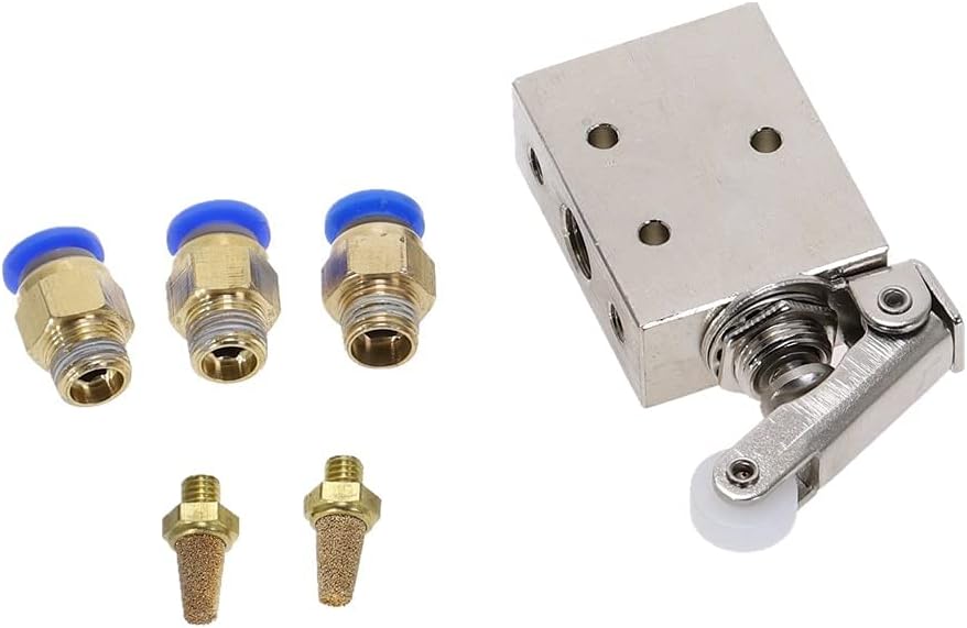 Air Valve, Exhaust Toggle Switch, TAC2-41P 2 Position 5 Way Roller Lever Switchs Mechanical Pneumatic Valves 1/8"" Female Thread Fittings