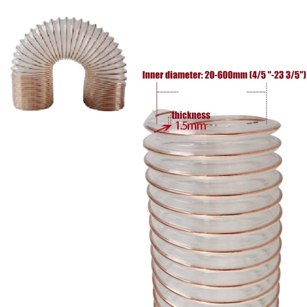 Manguera De Aspiración Y Succión De Poliuretano 40 60 80 125 200 300mm Tubo Flexible Para Plantas Industriales Manguera En Espiral 1/3/5/10m(10m/32.8ft,50mm(2"))