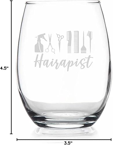 Miniatura 3 de HTDesigns Hairapist - Copa de vino sin tallo, elegante y elegante, para peluquería, estilista, peluquero, esteticista, hombres o mujeres, grabado
