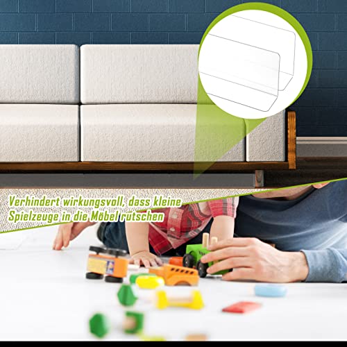 WXJ13 7 Pack 15.75\" L x 2.4\" H Under Sofa Blocker Clear,Acrylic Couch Blocker,Toy Blocker for Under Couch with 30 Double Sided Adhesive Spots,Prevent Pets or Things from Getting Under The Furniture