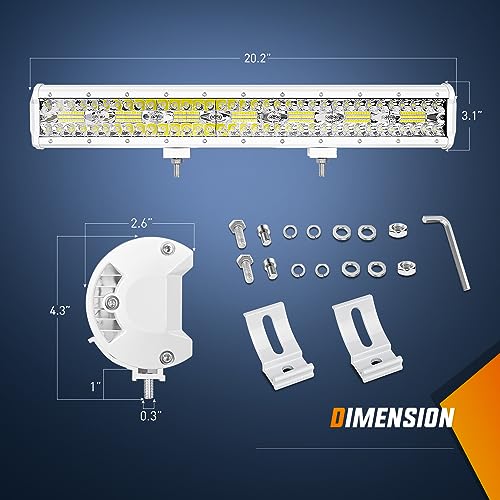 Nilight Marine LED Light Bar Navigation Lights 20 Inch White Spot Flood Combo Ponton Boat Deck Dock Lights for Night Fishing T-top Stern Yacht Port Sailboat Trucks Tractors by Nilight - Image 2