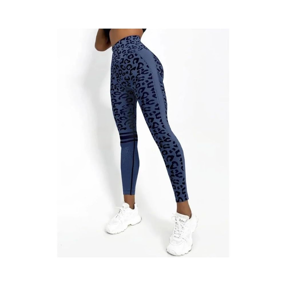 DYRBF - Leggings da donna a vita alta, senza cuciture, stampa leopardata, per yoga, controllo della pancia, per sollevamento dei glutei, per palestra, allenamento, corsa