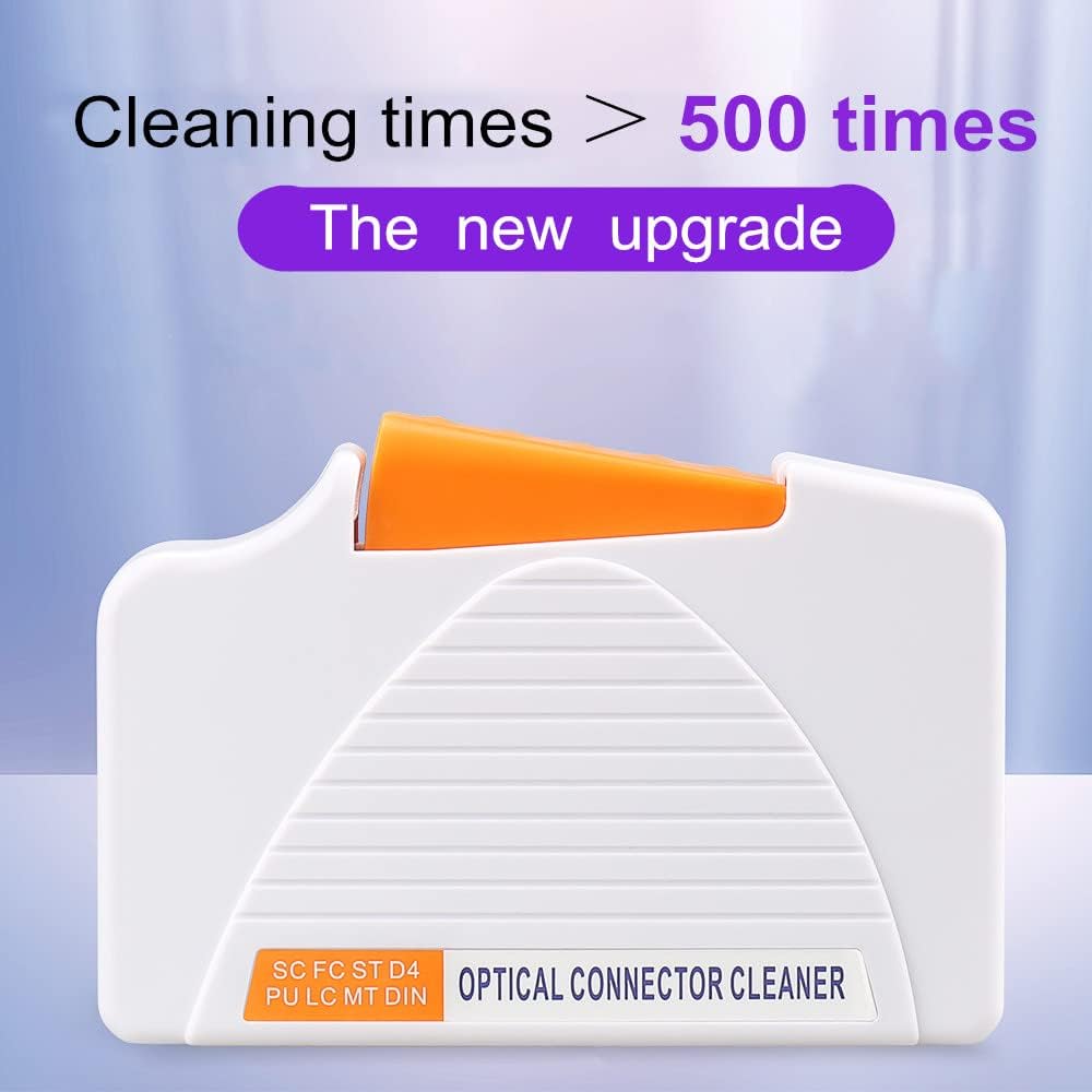 Fiber Optic Connector Cleaner,FTTH Fiber Optic Cleaning Box for 1.25mm/2.5mm, FC, SC, LC,MU,ST End Faces and Optical Connectors,Over 500 Times Anti Static Clean Swab(White)