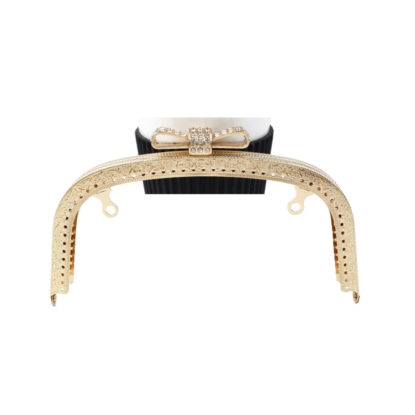 PVUVTNAHW 2/5Pcs 18.5cm Embossed Bow Head Kiss Clasp Purse Frame Bags Brackets Metal Hardware Wallet Handbag Sewing Accessories(LightGold,5Pcs)