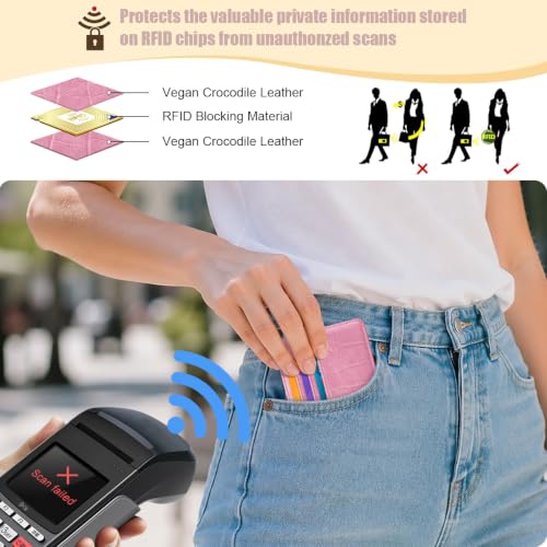 Image of Slim Credit Card Holder Crocodile Wallet Women Thin Wallets