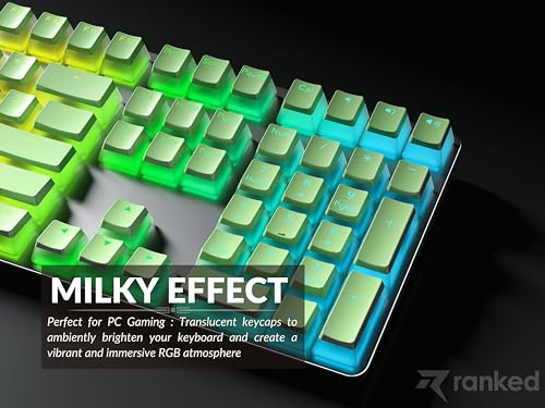 Image of Ranked Pudding PBT Keycaps | 112 Double Shot Translucent ANSI US and ISO Layout | OEM Profile for RGB Mechanical Gaming Keyboard (Pistachio)