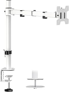 WALI Monitor Arm Mount for Desk, Single VESA Computer Desk Mount, Monitor Bracket Mount Stand Single, up to 32 inch, 22 lbs (M001-W), White