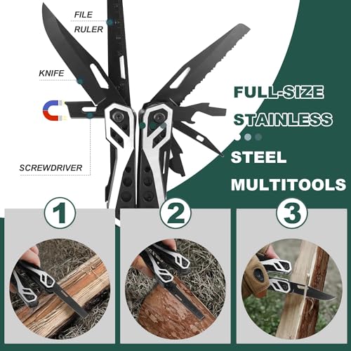 Multitool Pliers, 21-in-1 Multi Tool with Self-Locking & Sheath, Stainless Steel Pocket Knife, Screwdriver, Perfect for EDC Outdoor Survival Camping Hiking, Simple Repair, Survival Gear Gift