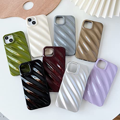 Caseative Cute Water Ripple Pattern Wave Shape Camera Lens Protection Soft Compatible With Iphone Case (White,Iphone 13 Pro Max) #TOP5