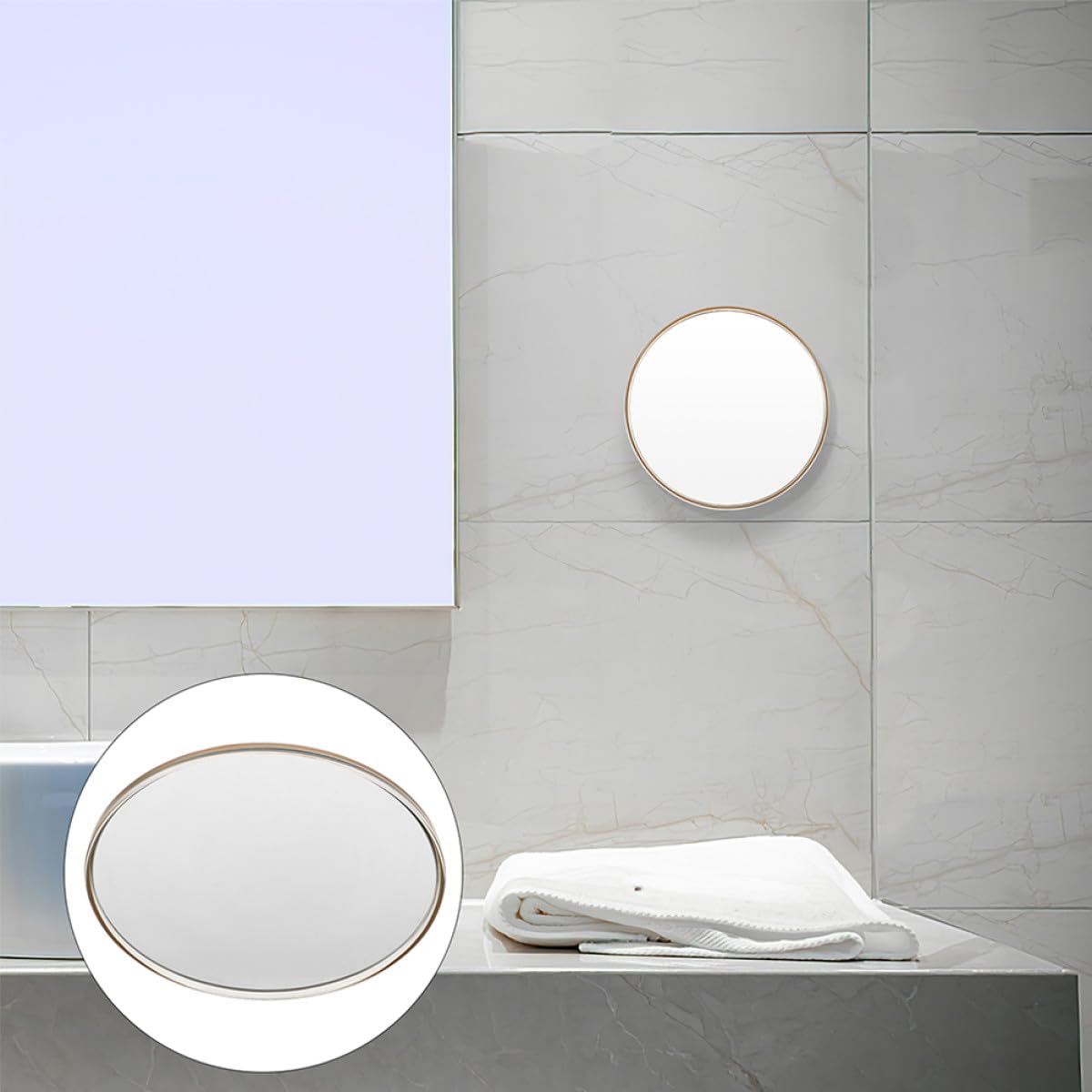 Tofficu Espejo de Aumento Portátil 30x con Ventosa para Montaje sin Taladro, Espejo de Maquillaje Redondo de Plástico y Vidrio para Baño y Viaje
