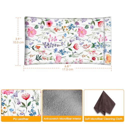 Image of FINTIE Soft Eyeglasses Case with Cleaning Cloth, Portable Squeeze Top Vegan Leather Glasses Pouch, Sunglasses Eyewear Bag