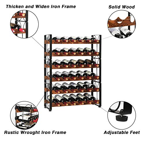 image for X-cosrack Stackable Rustic 36 Bottle Wine Rack, Freestanding Floor Win