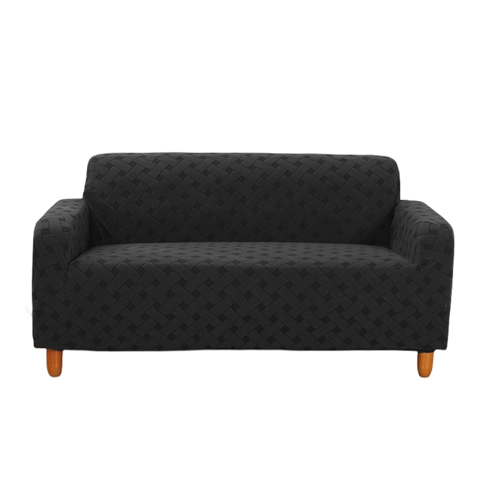 Housse de canapé 3 places jacquard noir anti-poussière extensible