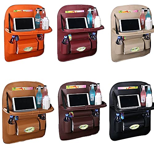 TreeLeaff Organizador de assento traseiro para carro, protetor de encosto de couro sintético com 9 b