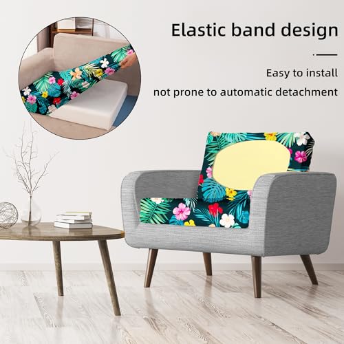 Image of 8Pcs Stretch Patio Cushion Covers,Outdoor Couch Covers Replacement,Outdoor Couch & Sofa Slipcovers,for Patio Furniture Cushion Covers,Washable Reusable urniture Protector (Flowered Leaves,Cover Only)