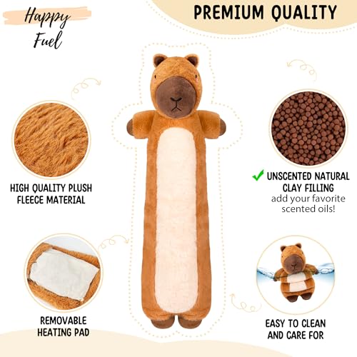 Image of Happy Fuel Capybara Microwavable & Weighted Stuffed Animals - Unscented Heatable Plush Doll, Cute Capybara Plush Toys Gifts for Girls Boys and Kids