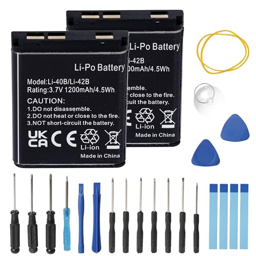 Fuworance 2 baterías de repuesto de 1200 mAh 3.7 V Li 40B Li 42B compatible con Fuji J12 compatible con Kodak M580 compatible con Nikon CoolPix S200 compatible con batería de cámara Olympus FE 250