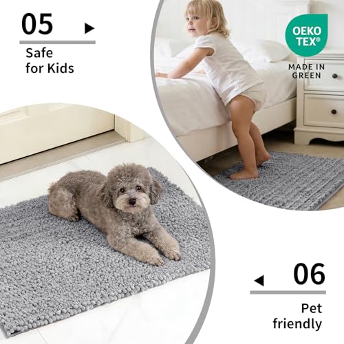 Disolla Bathroom Runner Rug 70x24, Chenille Extra Long Bath Mat, Grey by Disolla - Used condition - Image 5