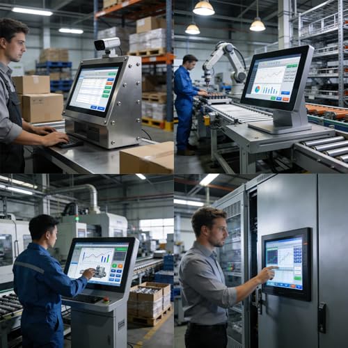 Image of Yeyoo 21.5 Inch Industrial Panel PC, Intel Core, Win 10 Pro, 8GB 128GB, IP65 Waterproof Front Panel, VESA Mount, All-in-One Touch Computer for Industrial Automation and Digital Signage (1255U /16+512)