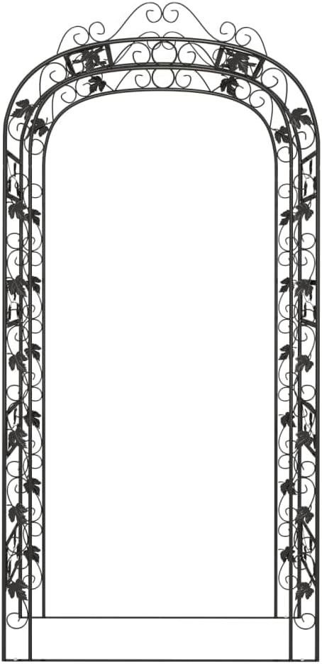 vidaXL Garden Arch, Patio Pergola with Metal Frame, Rose Arch for Outdoor Balcony Terrace Backyard, Arch Trellis, Garden Arbor, Black Steel