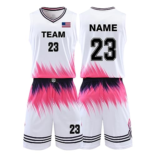 LAIFU Personalized Basketball Jersey with Name Team Number Logo for Kids Adults Fan