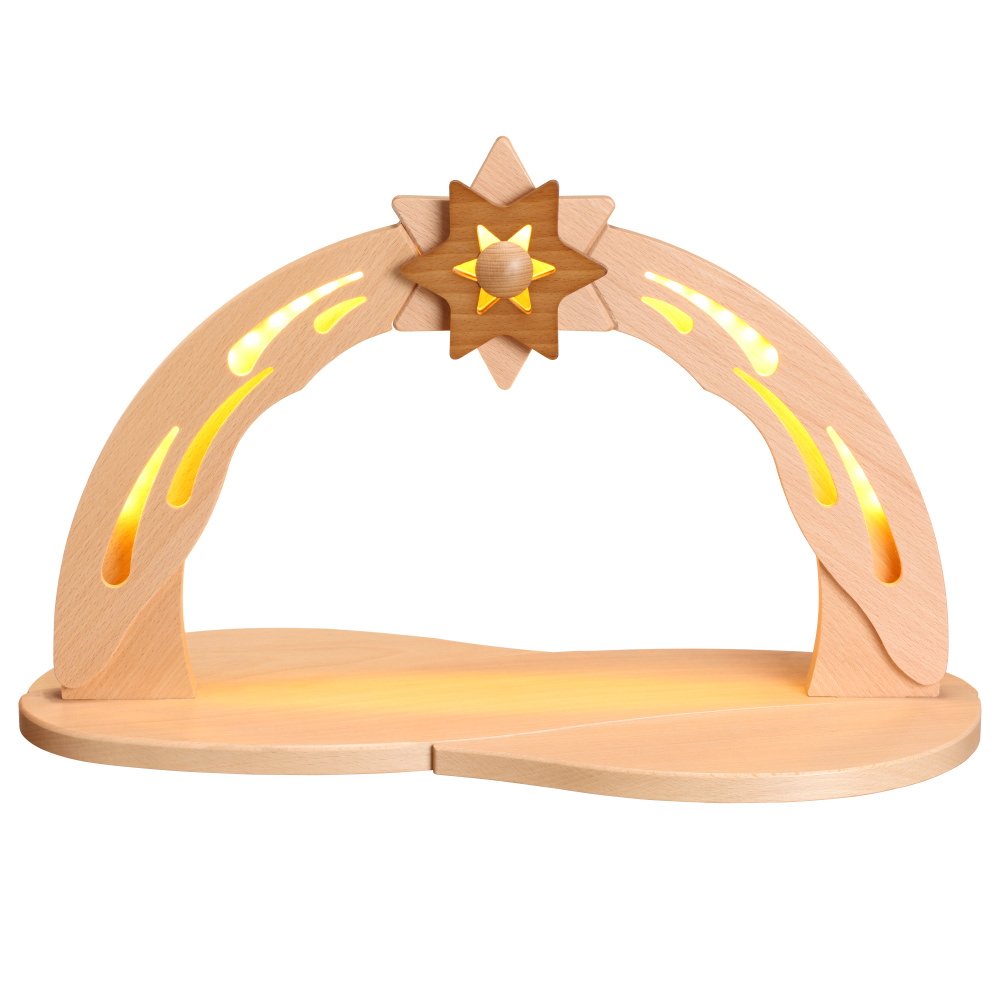 Arche lumineuse LED en hêtre prête à poser sans montage