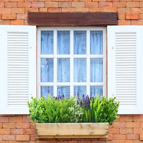 Ceenna 64 Bundles Artificial Plants Fake Bushes Grass Faux UV Resistant Bulk Plastic Shrubs Wheat Grass Flowers Greenery Outdoor for Vases Farmhouse Garden Decor Wedding Window Hanging Basket - Thumbnail 5