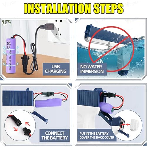 Image of VikriDA High Pressure Holi Pichkari Electric Water Gun with Free Extra Rechargeable Battery, Automatic Squirt Gun with 300CC Excellent Range 25-32 Feet with 2 Water Clip - Blue