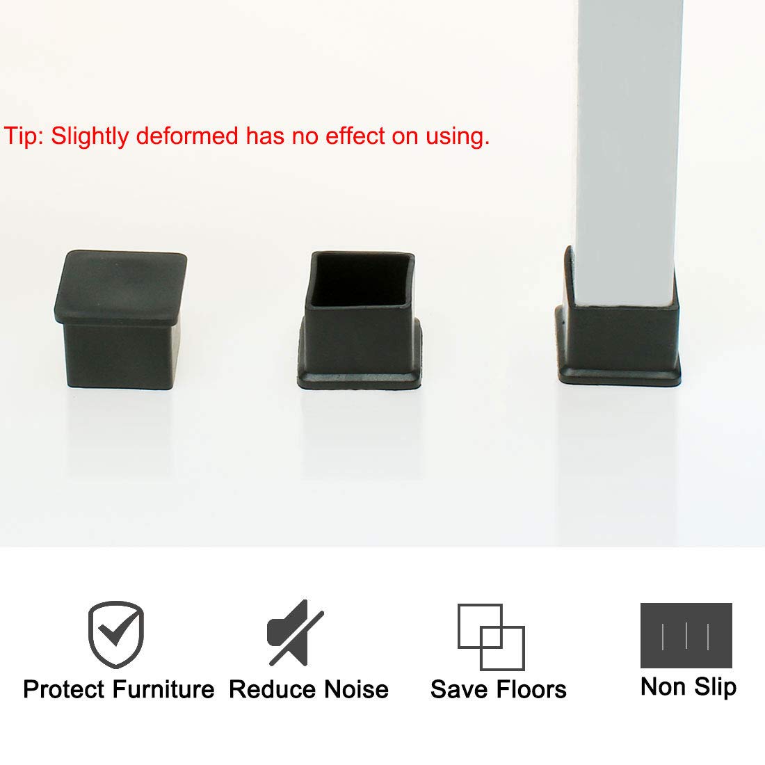Uxcell Rubber Furniture Leg Caps, 4Pcs 35x35mm Rectangle Chair Leg Tips...