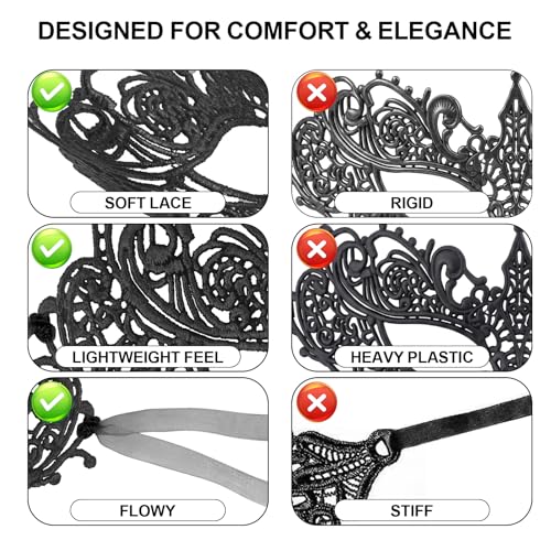 Image of Exlinonline Lace Masquerade Mask Elastic,Fit for Adult,Soft Gentle Material,Specially For Costume,Thememed Party