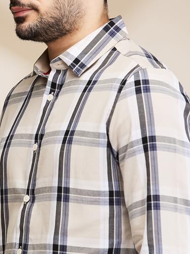 Image of Being Human Beige Slim Fit Regular Collar Men's Shirt Clothing