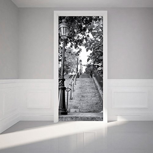 Ambiance-Live Door Sticker - Parisian Stairs 204 x 83 cm, Multicolored - Image 2