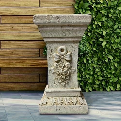 22.05" H x 9.06" W European Style Floral Carved Roman Column Pedestal, Resin Decorative Pillar, Elegant Garden & Courtyard Display Stand for Statues & Ornaments