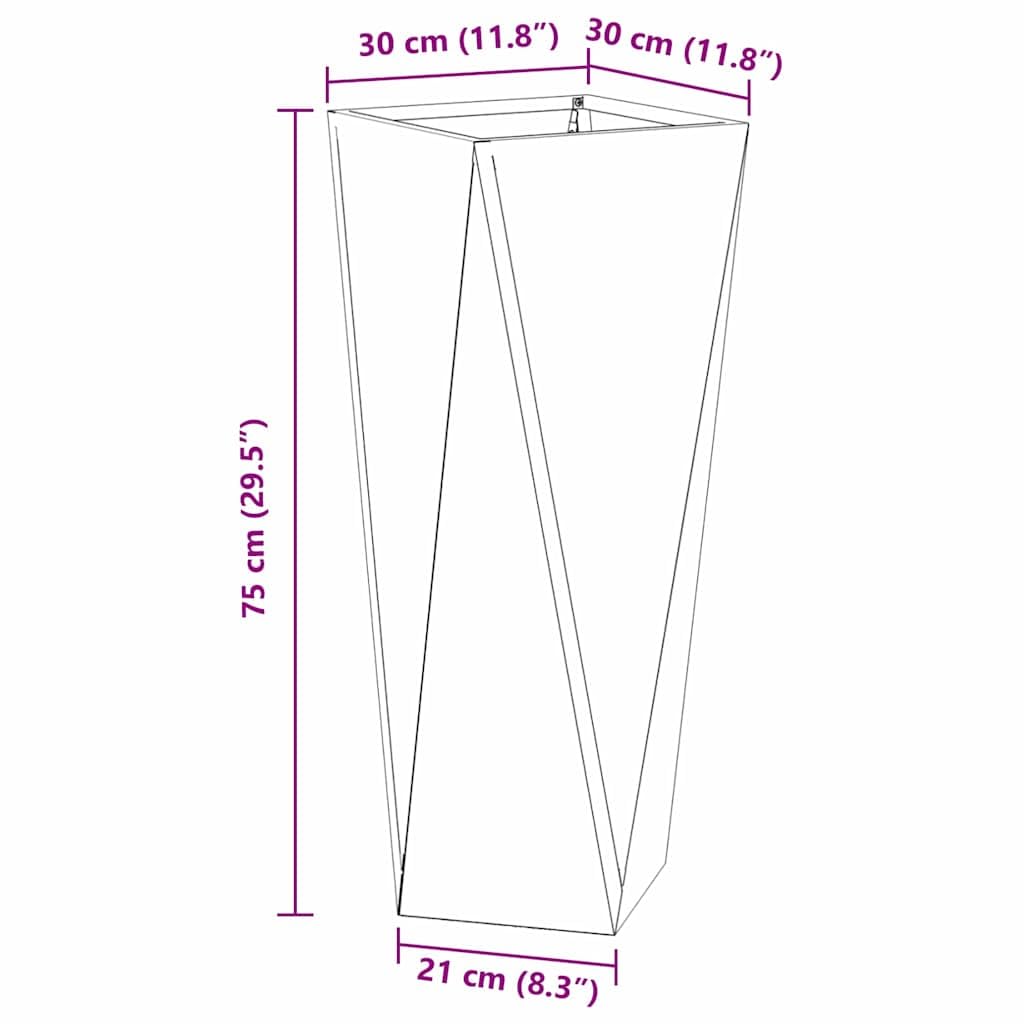 vidaXL Fioriera Antracite 30 x 30 x 75 cm Acciaio