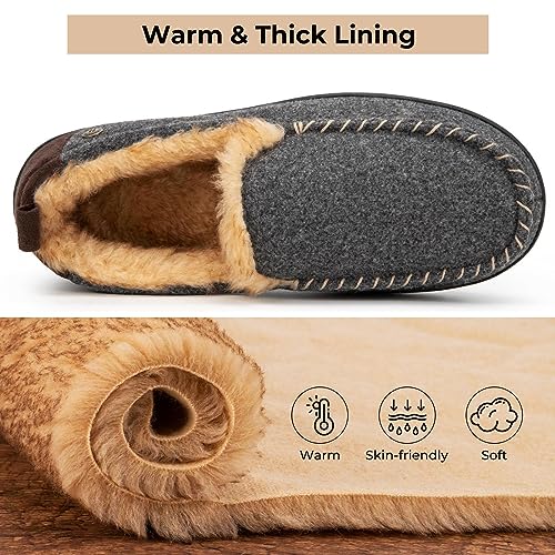 HomeTop Men's Memory Foam Moccasin Slippers Indoor and Outdoor Warm Fuzzy Fleece House Shoes3