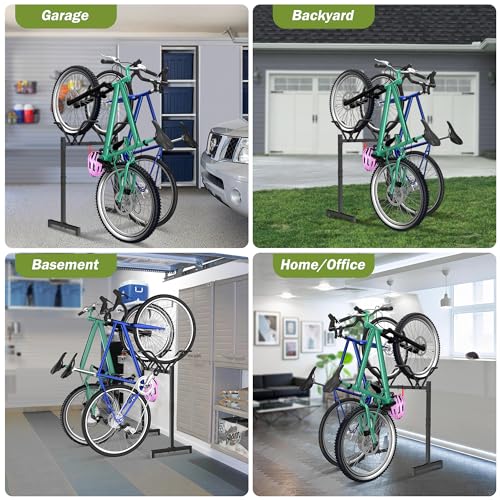 2 Bikes Floor Stand,Adjustable Bicycle Parking Rack with
