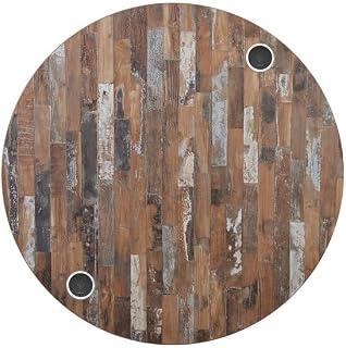 TableTop King Midtown 36" Round Indoor Tabletop with 2 Wireless Chargers, Planked Pine Finish, Brown Laminate, 1 7/8" Thick