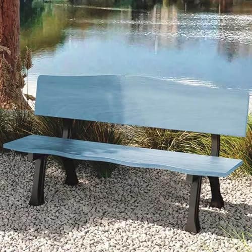 Banc d'extérieur robuste en bois massif avec dossier ergonomique bleu